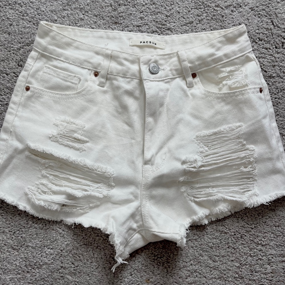 Pacsun High Rise Festival White Shorts